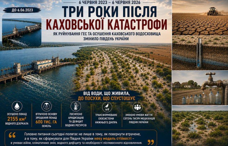 Три роки після Каховської катастрофи: як руйнування ГЕС та осушення Каховського водосховища змінило Південь України