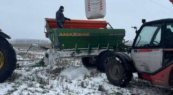 Внесення сульфату амонію по мерзлоталому