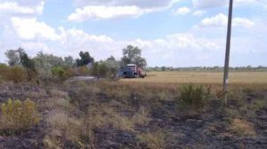 Херсонські рятувальники ліквідували пожежу на пшеничному полі