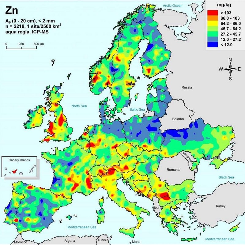 Результати дослідження ґрунтів Європи на вміст важких металів